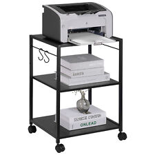 Vevor Printer Stand 3-tier Rolling Printer Cart With Hooks And Storage Shelves