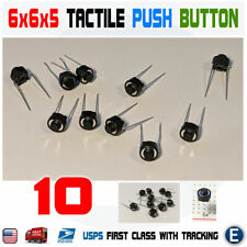 10pcs 6x6x5 2 Pin Pcb Momentary Tactile Tact Push Button Dip Micro Switch Black