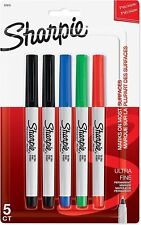 Sharpie Permanent Markers Ultra Fine Point 5 Count New Black Red Blue Green