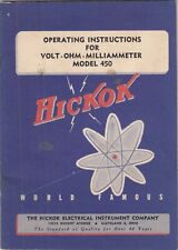 Vintage Hickok Meter Model 450 Manual - Volt Ohm Milliammeter