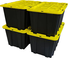 17 Gallon Snap Lid Storage Bin Container Tote Box Durable Plastic Black Set Of 4