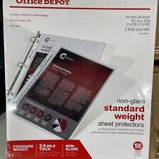 100 Office Depot Top Loading Sheet Protectors Standard Weight Non-glare S17