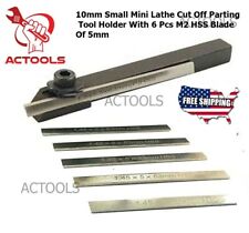 10mm Small Mini Lathe Cut Off Parting Tool Holder With 6 Pcs M2 Hss Blade Of 5mm