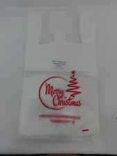 100 Qty. Merry Christmas Happy New Year 16 Plastic T-shirt Bags Handles Medium