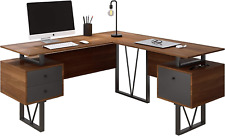 Reversible Modern Versatile L Shaped Drawers And File Cabinet Home Office Desk