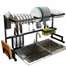 Over Sink Dish Drying Rack 2-tier Stainless Steel Kitchen Shelf Cutlery Drainer