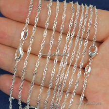 Wholesale Lots 10pcs 2mm 925 Sterling Silver Plated Wave Chain Necklace 16-30