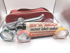Vintage Dymo-mite Typewriter Hand Label Maker Metal Chrome M5 Wmanual Bag
