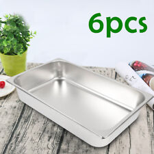 6 Pack 4 Deep Full Size Stainless Steel Steam Table Pan Hotel Buffet Food Pans