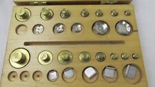 Vintage Wood Box Of Henry Troemner Brass Scale Weights Phila.