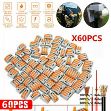 60pcs Reusable Wago 222 Electrical Connectors Wire Block Clamp Terminals Cable