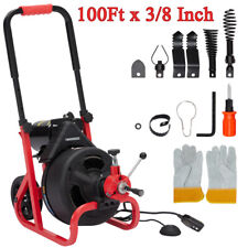 100ft 38 Electric Sewer Snake Drain Auger Cleaner Cleaning Machine Plumbing
