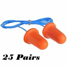25 Pairs Bell Foam Ear Plugs Corded Nrr 33 Db Safety Sleep Aid Etc Soft Fit Ex