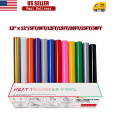 Heat Transfer Vinyl Roll Iron On Htv 12x 20ft For Cricut Silhouette T-shirt Us