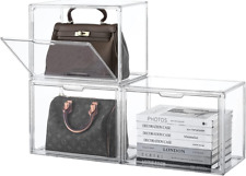 Purse Storage Organizer For Closet 3 Pack Clear Acrylic Display Box For Handbag