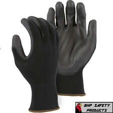 Ultra-thin Black Work Gloves Polyurethane Palm Coated Nylon Shell 12 Pairs - Xl