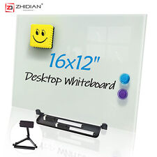 Zhidian Magnetic Glass Whiteboard Desktop Portable Dry Erase Board Black 16x12in