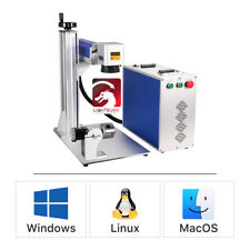 50w 7.9x7.9 Fiber Laser Marking Metal Marker Engraver With D80 Rotary Axis
