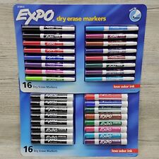 Lot Of 2 Expo Dry Erase Markers 16 Ea Chisel Fine Tip Assorted Colors Low Odor