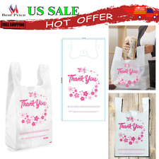 White Thank You T-shirt Bags Plastic Bulk Shopping Grocery Bags Restaurant 100pc