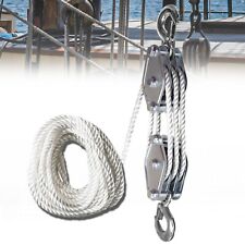 Block And Tackle 1t Breaking Strength Heavy Duty Pulley 50 Ft 38 Rope Pulley