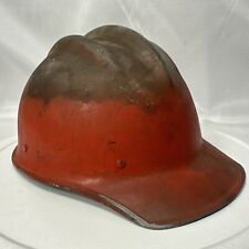 Vintage Original Orange Red Bullard Fiberglass Hard Boiled Hard Hat Ironworker