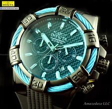 New Invicta Men 52mm Blue Accented Bolt Chronograph Black Dial Tachymeter Watch