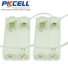 2pcs 2-aa Double A Battery Holder Case Box With Wire Leads Cover Switch