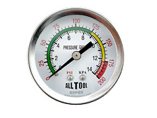 Air Pressure Gauge 2 Dial Center Back Mount 14npt - 0 To 200psi Color Coded