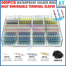 500pcs Waterproof Heat Shrink Butt Terminals Solder Seal Sleeve Wire Connectors