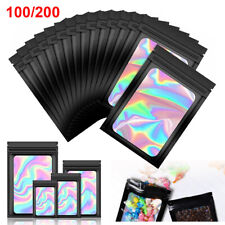 100200 Smell Proof Mylar Bags Holographic Resealable Ziplock Foil Pouches Black