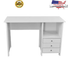 Contemporary Desk W 3 Storage Drawers Computer Laptop Table Workstation Office