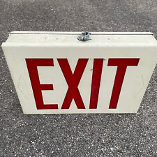 Vintage Metal Diecut Lithonia Lighting Exit Sign W. Red Plastic Inlay No Fixture
