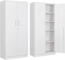 71 Tall Metal Garage Storage Cabinet With Lockable Doors 4 Adjustable Shelves