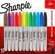 Sharpie Fine Point Permanent Markers 12 Ct Assorted Bold Colors New