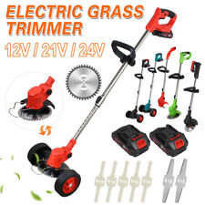Electric Cordless Grass String Trimmer Lawn Edger Weed Wacker Cutter 2 Battery