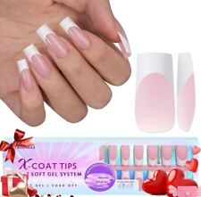 Soft Gel Nail Tips Square - Colored Press On Nails Long 150pcs 2 In 1 X-coat ...