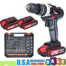 Cordless Impact Hammer Drill Electric Driver Screwdriver Bits Battery Combo Kit