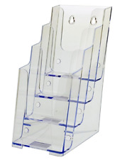4 Tier Tri-fold Brochure Holder Lucite Acrylic Counter-top Stand Or Wall-mount