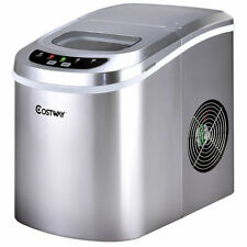 Costway Portable Compact Electric Ice Maker Machine Mini Cube 26lbsday Silver