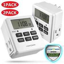 7 Day Digital Lcd Electric Programmable Dual Outlet Plug In Clock Timer Switch