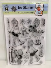 Hot Off The Press Ice Skaters Little Girl Skating Christmas Clear Rubber Stamps