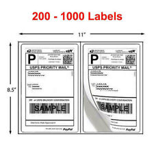 200 - 1000 Shipping Labels 8.5 X 5.5 Half Sheets Blank Self Adhesive 2 Per Sheet