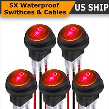 5x Red Led Light 12v Toggle Switch Spst Onoff Car Boat Marine Rv Waterproof