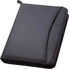 3-ring Zipper Business Leather Portfolio Folder 1.25 3-ring Binder
