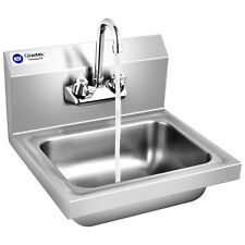 Stainless Steel Sink Nsf Wall Mount Hand Washing Sink With Faucet Back Splash