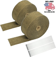 2 Roll 2 50 Feet Exhaust Heat Wrap For Motorcycle Titanium Heat Shield Tape Us