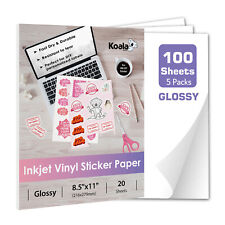 Bulk 100 Printable Vinyl Sticker Paper Glossy White Waterproof Inkjet Printer