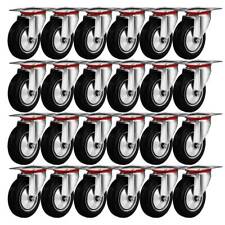 24 Pack 3 Swivel Caster Wheels Rubber Base With Top Plate Bearing Heavy Duty