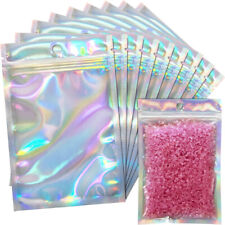 50100200 Holographic Mylar Foil Pouch Bags Smell Proof Resealable Zip Lock